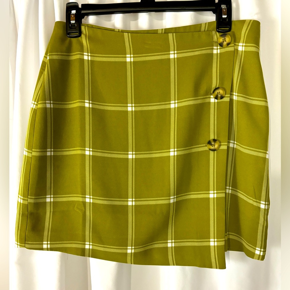 ModCloth Green Tartan Plaid 90s Y2K Wrap Skirt  8 Medium NWT